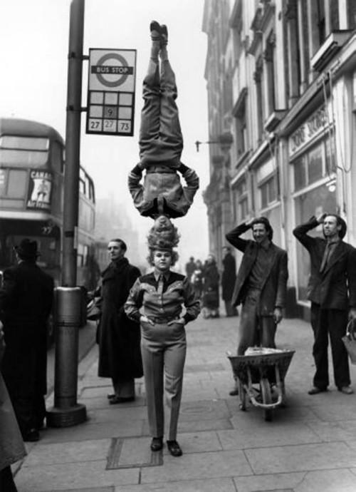 Performers from Bertram Mills Circus in London circa 1953. Image sourced from oldpicsarchive.com